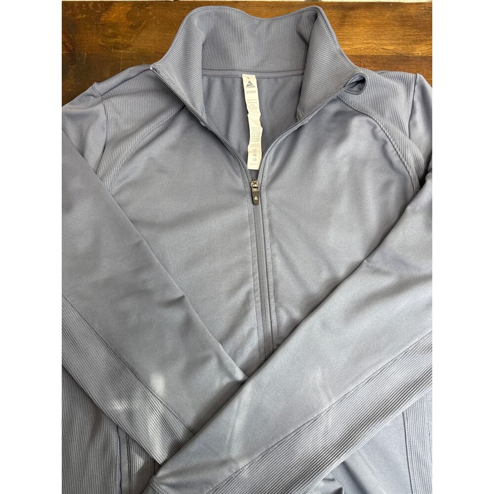 Scoor Athletic Casual Zip Up Shirt Thumb Opening Blue Gray Women's Size Large